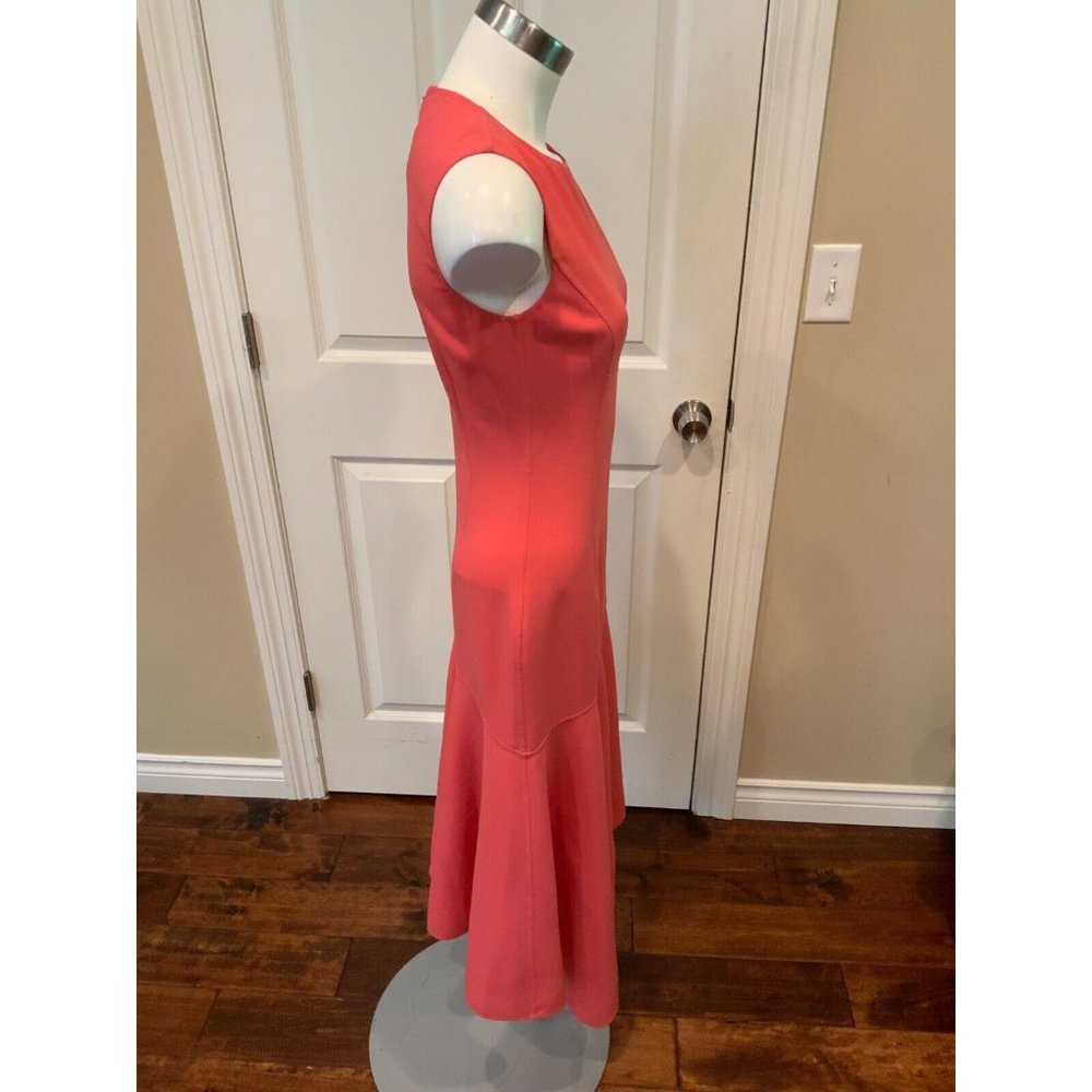 Michael Kors Collection Coral Pink Wool Crepe Fit & Flare Dress, Size 2 - Picture 4 of 9